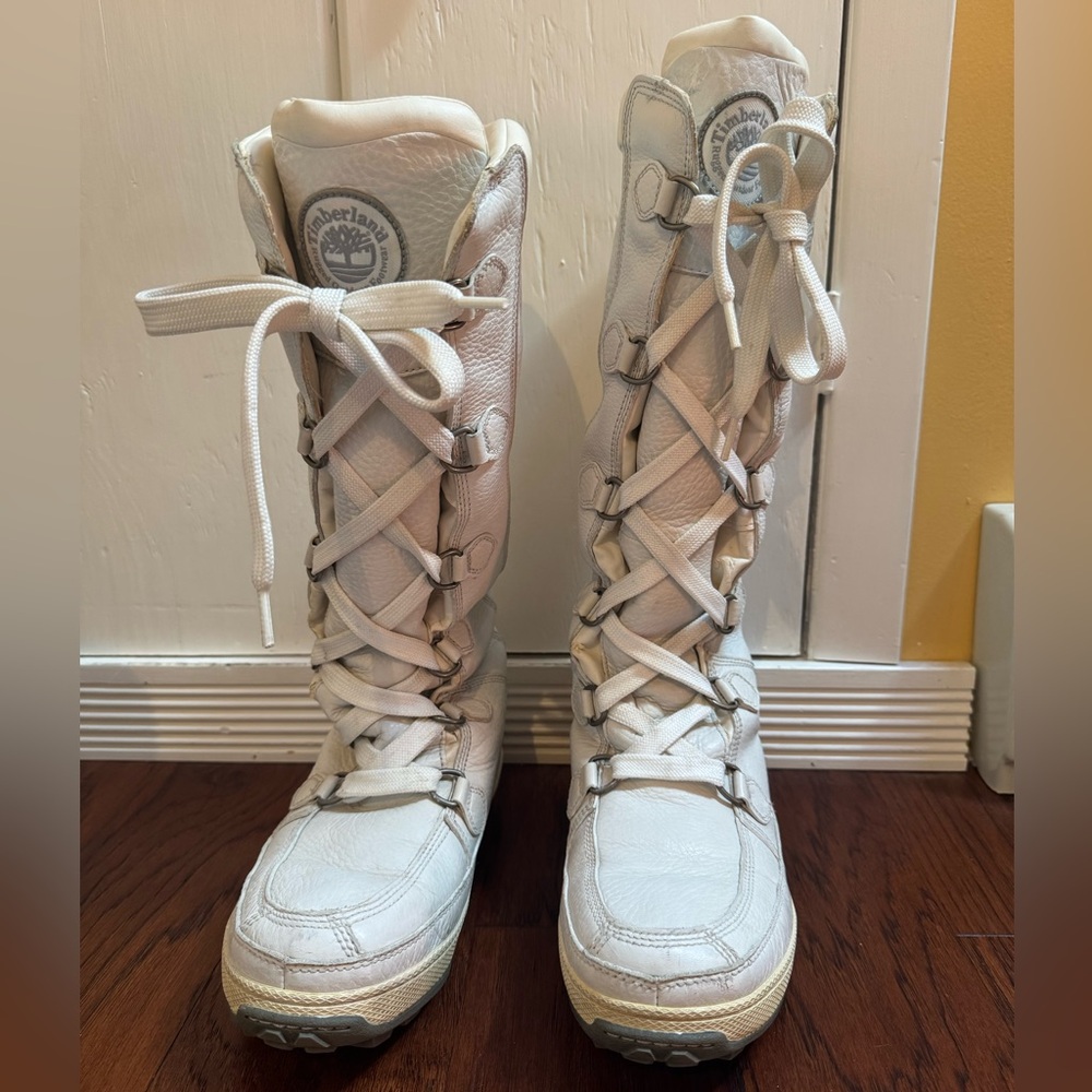 Timberland Mukluk Tall White Leather Boots 11 Y2K